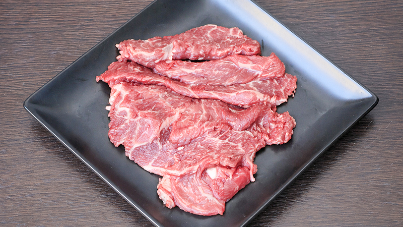 ハラミ肉の断面 厚み